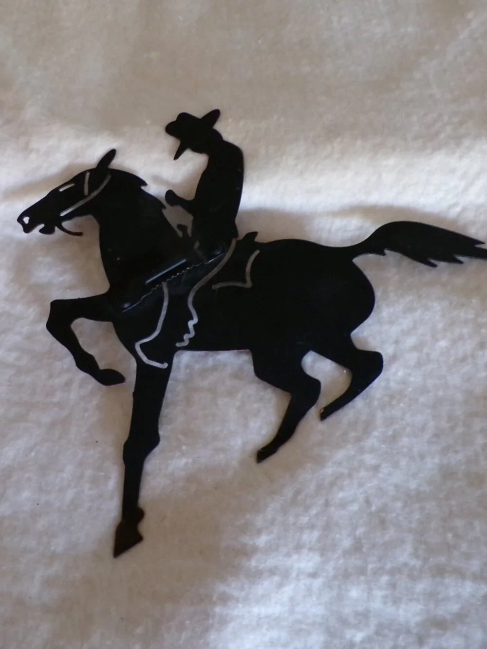 Cowboy Riding a Horse Silhouette Metal Cutout Wall Decor Western New